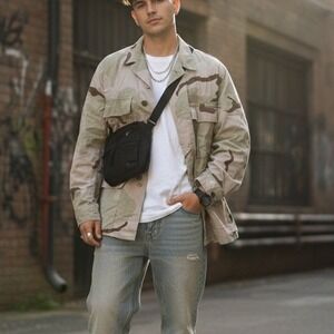 Vintage Desert Camo Military Jacket Men's Field Coat Workwear Style